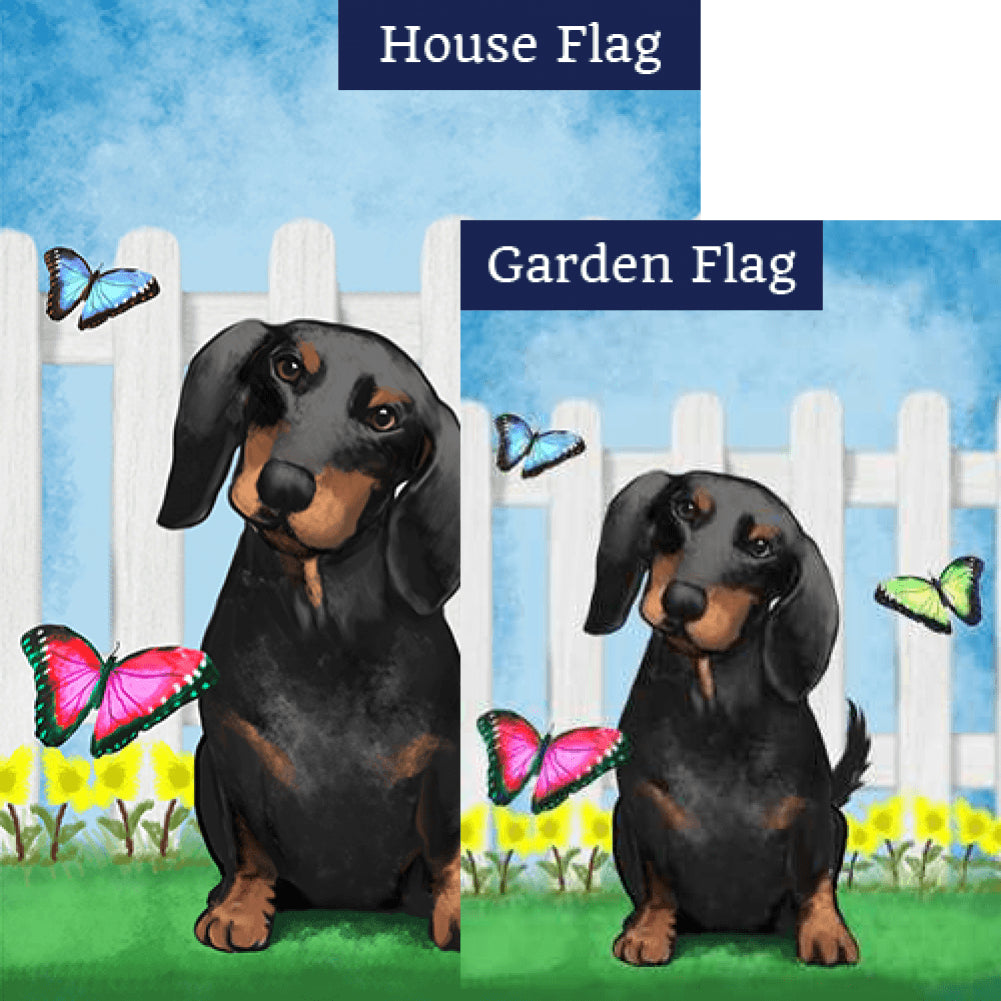 Dachshund Watercolor Double Sided Flags Set (2 Pieces)