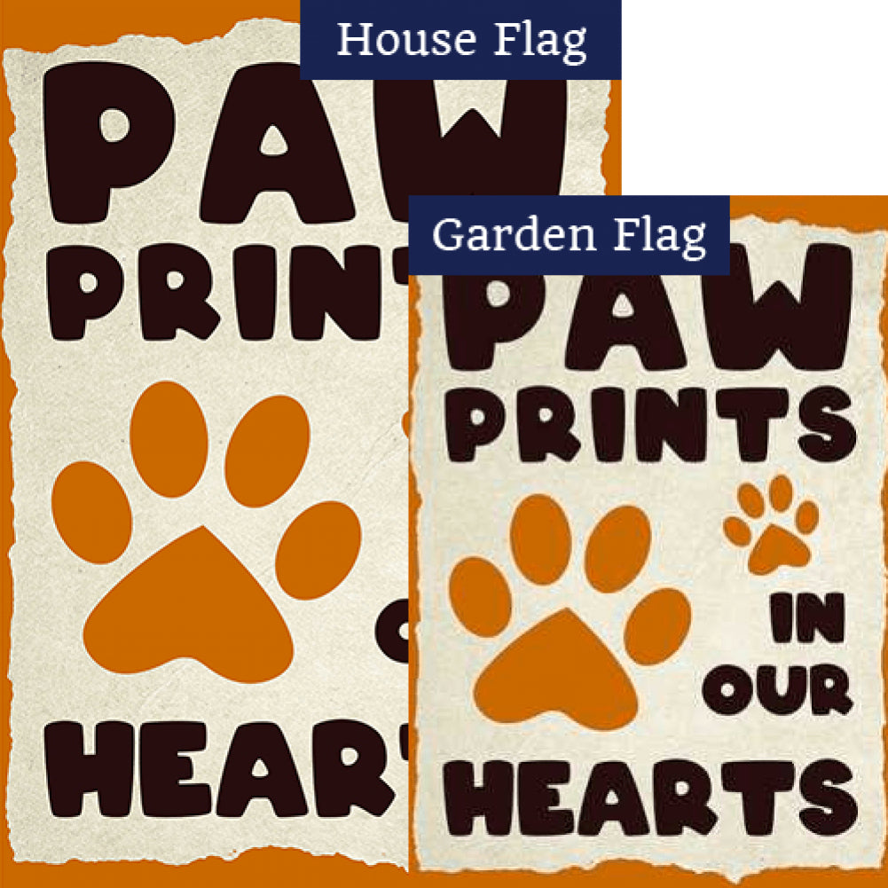 Paw Prints In Our Hearts Double Sided Flags Set (2 Pieces)