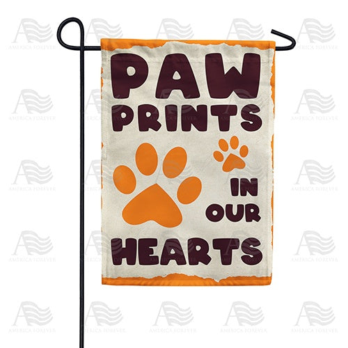 Paw Prints In Our Hearts Double Sided Garden Flag