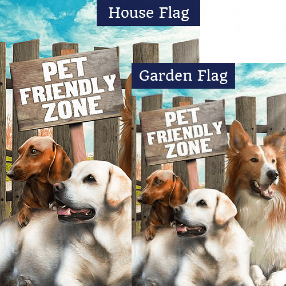 Pet Friendly Zone - Dog Trio Double Sided Flags Set (2 Pieces)