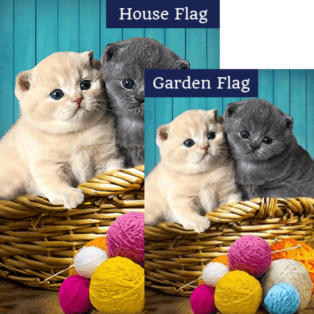 Close Knit Kittens Double Sided Flags Set (2 Pieces)
