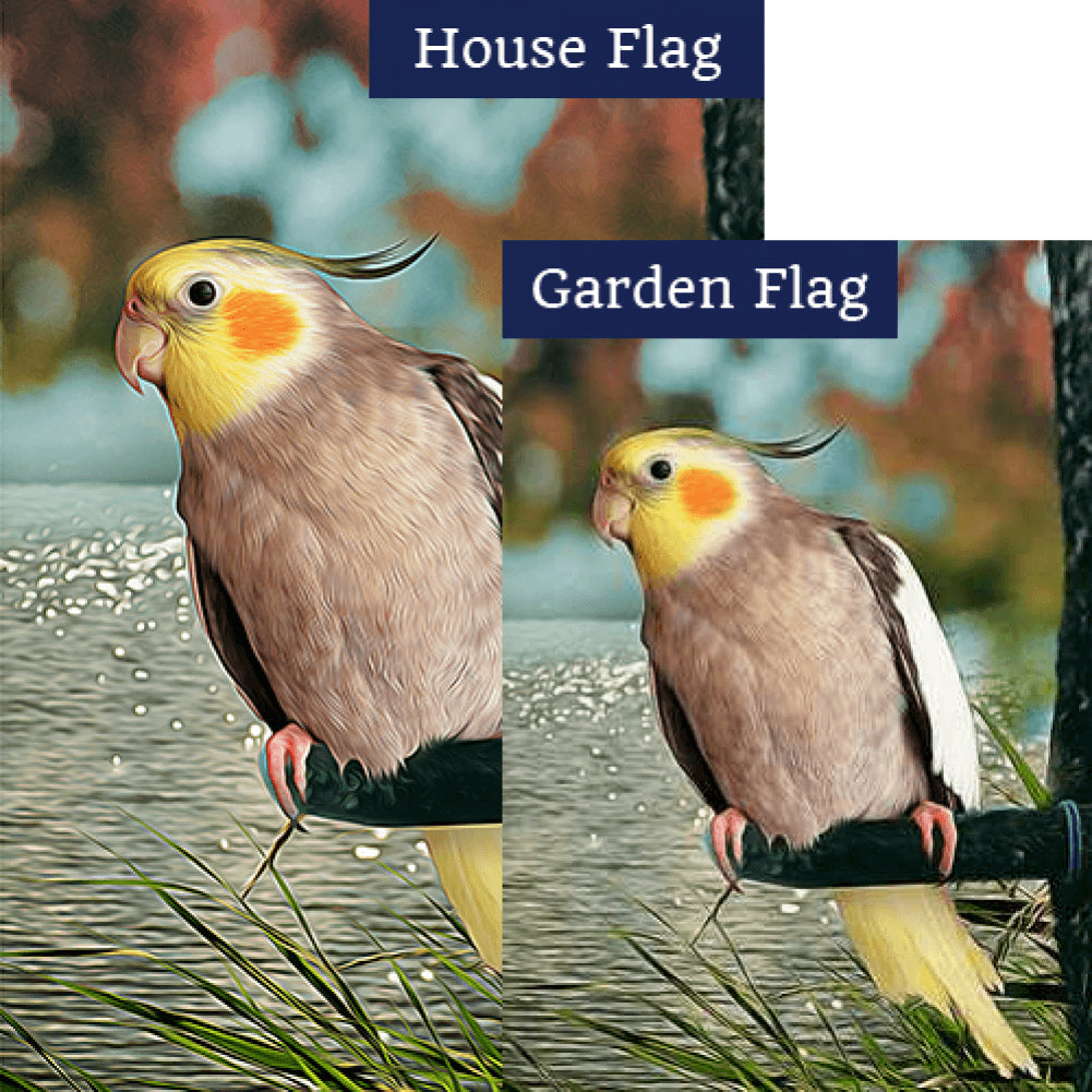 Cockatiel In The Wild Double Sided Flags Set (2 Pieces)