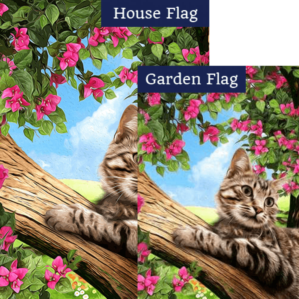 Cat Up A Tree Double Sided Flags Set (2 Pieces)
