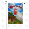 White Rooster Welcome Double Sided Garden Flag