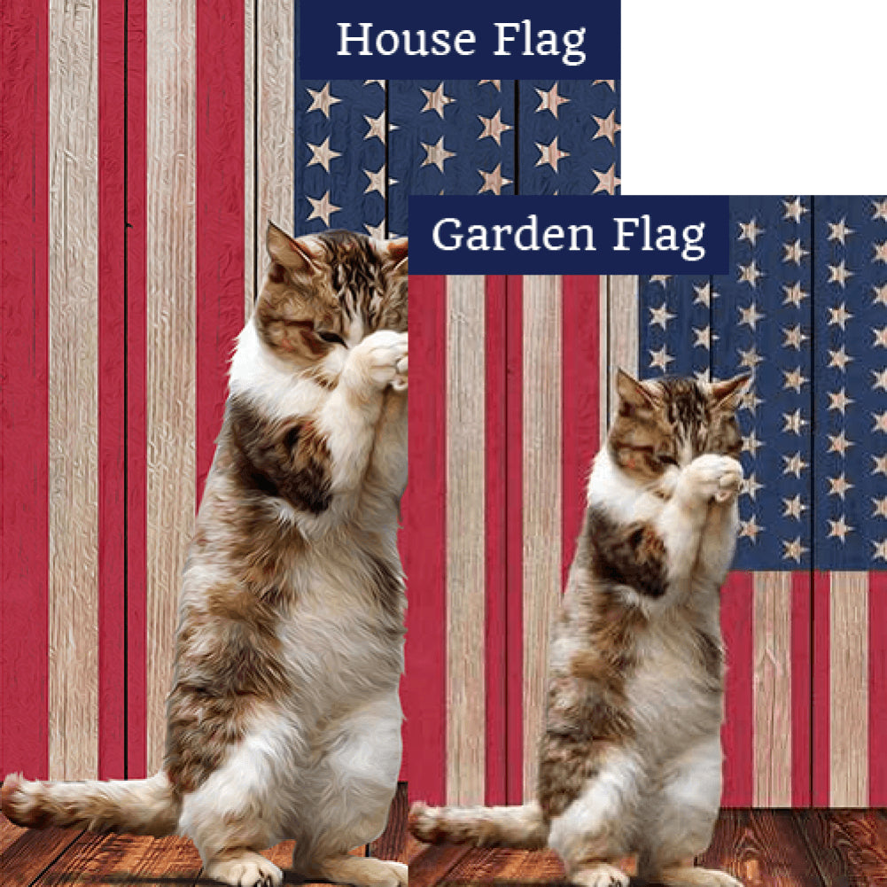 Cat Praying Double Sided Flags Set (2 Pieces)