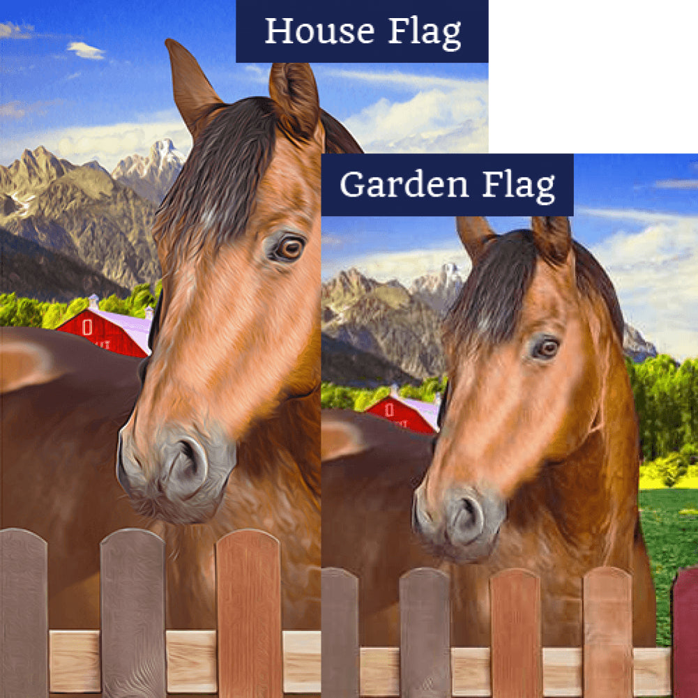 Chestnut Horse Double Sided Flags Set (2 Pieces)