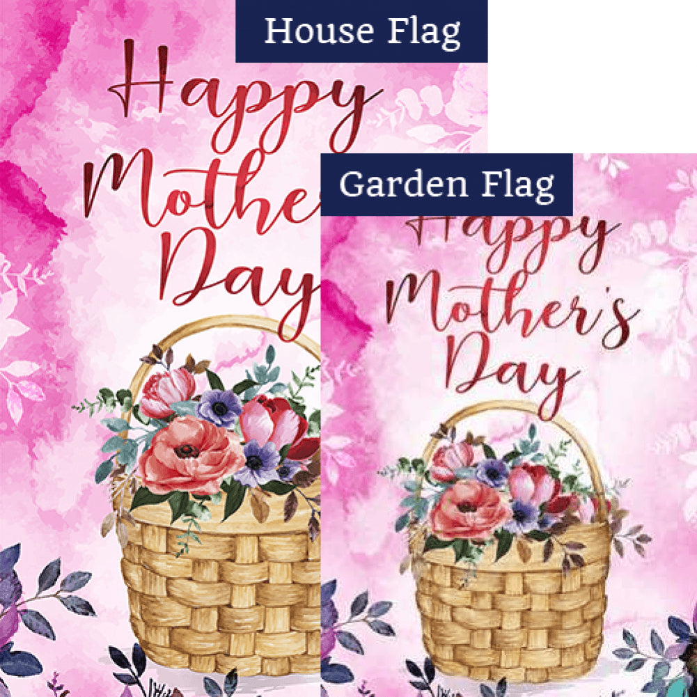 Flower Basket For Mother Double Sided Flags Set (2 Pieces)