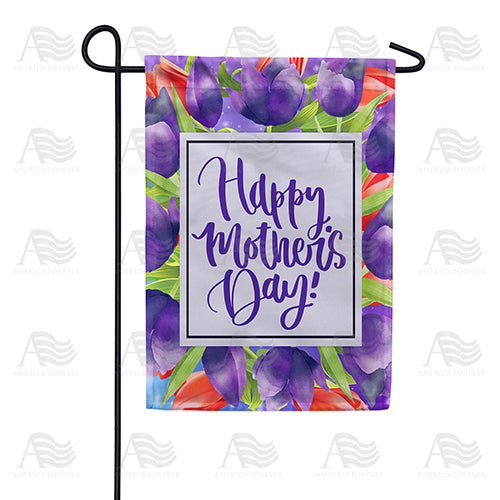 Happy Mother's Day - Purple Tulips Border Double Sided Garden Flag
