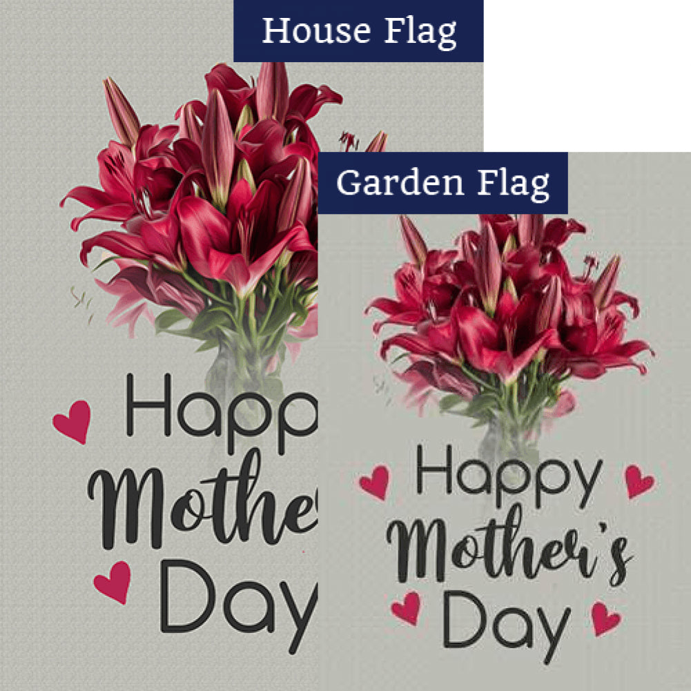 Crimson Lilies For Mother Double Sided Flags Set (2 Pieces)