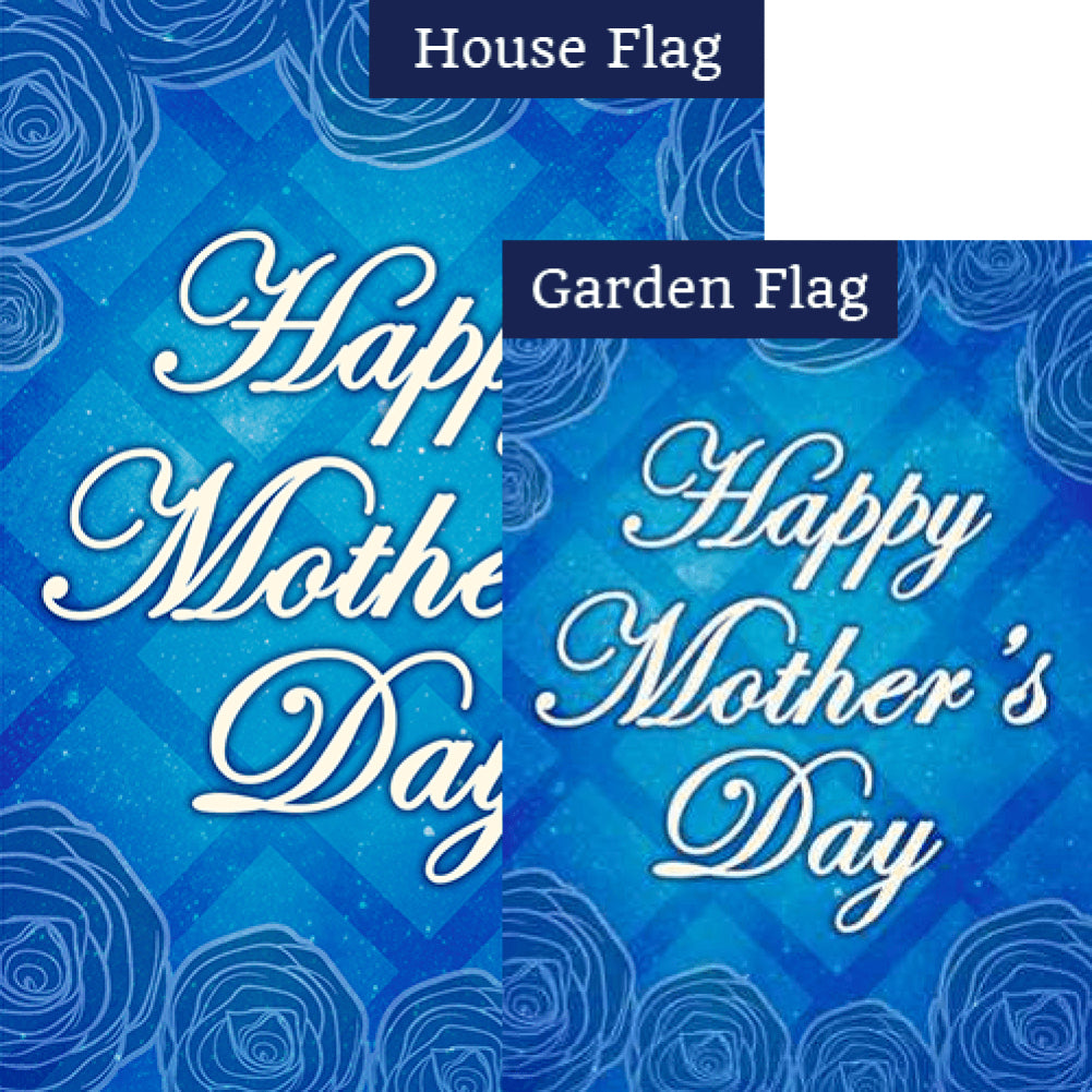 Mother's Day Blue Lattice Double Sided Flags Set (2 Pieces)