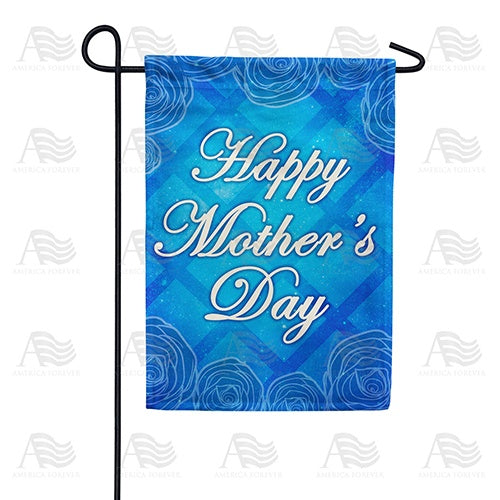 Mother's Day Blue Lattice Double Sided Garden Flag