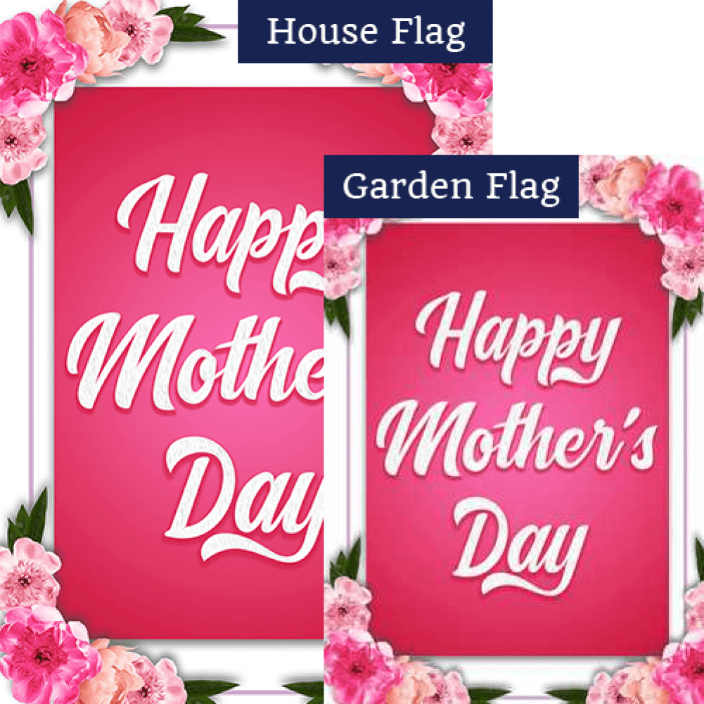 Mother's Day Pink Blossoms Double Sided Flags Set (2 Pieces)