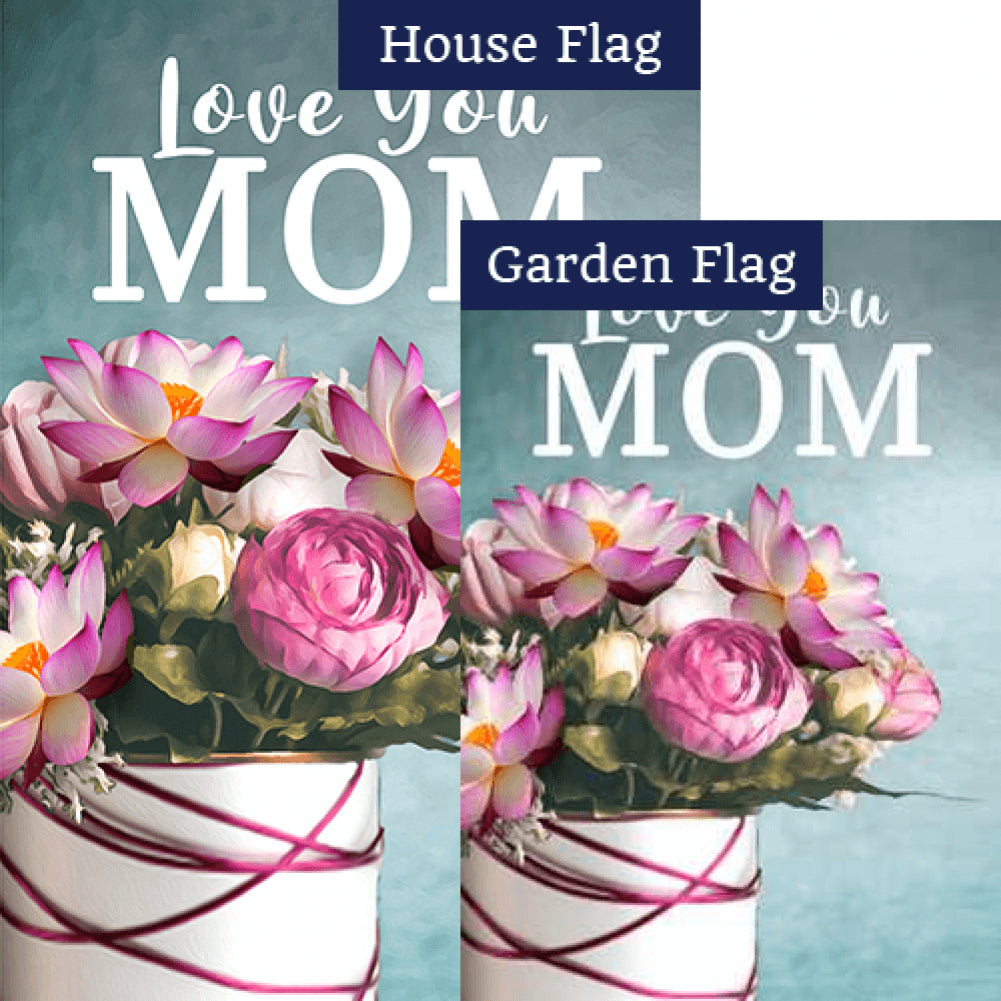Love You Mom Double Sided Flags Set (2 Pieces)