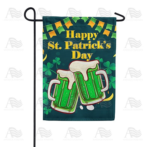 Green Beer Toast! Double Sided Garden Flag