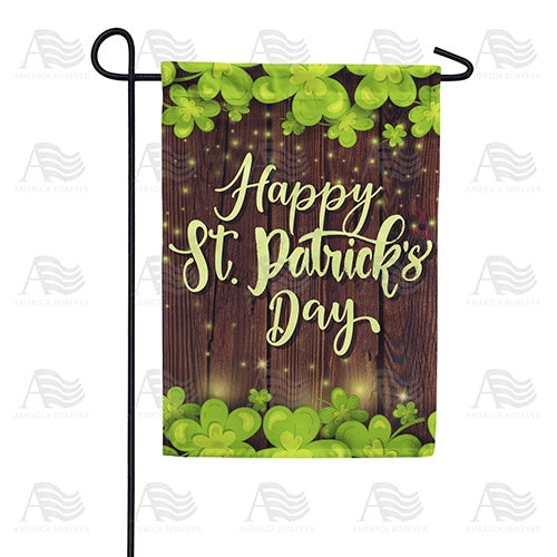 St. Patrick's Day Shamrocks And Wood Double Sided Garden Flag