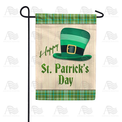 Green Striped Leprechaun Hat Double Sided Garden Flag