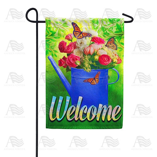 Blooming Roses Water Can Double Sided Garden Flag