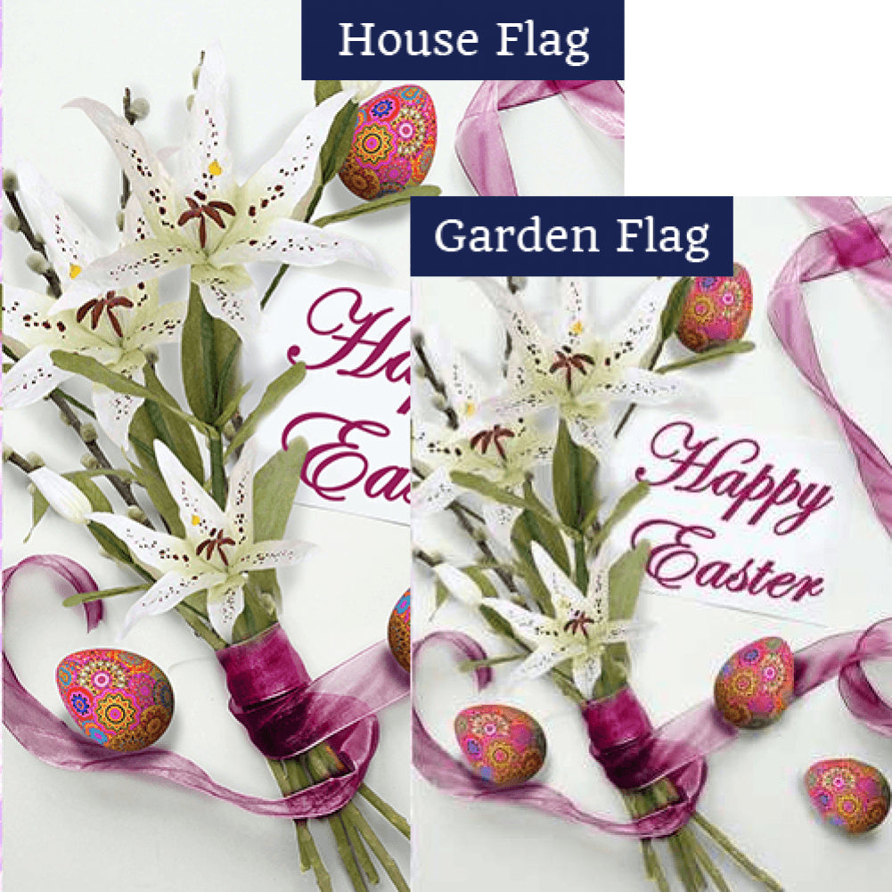 Easter Lily Bouquet Double Sided Flags Set (2 Pieces)