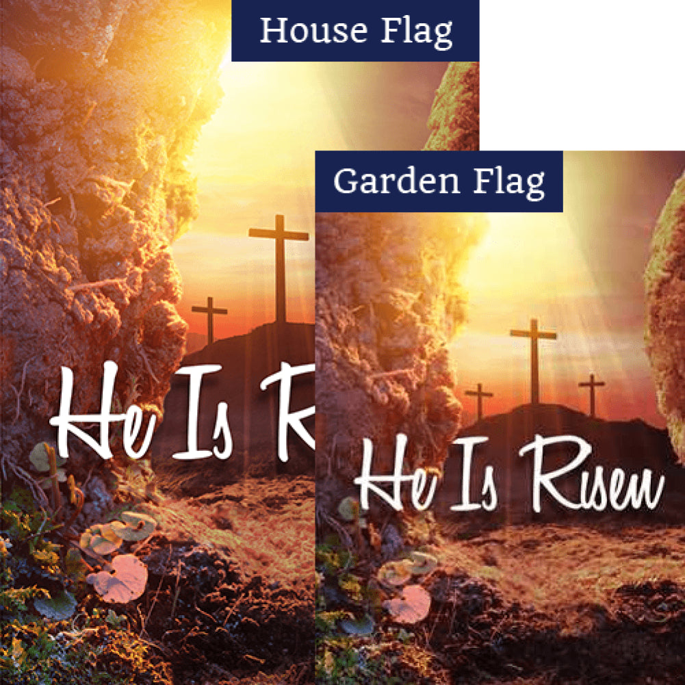 He is Risen Crosses Double Sided Flags Set (2 Pieces)