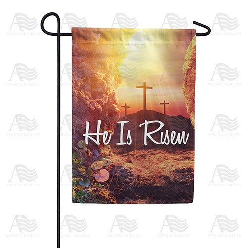 He is Risen Crosses Double Sided Garden Flag