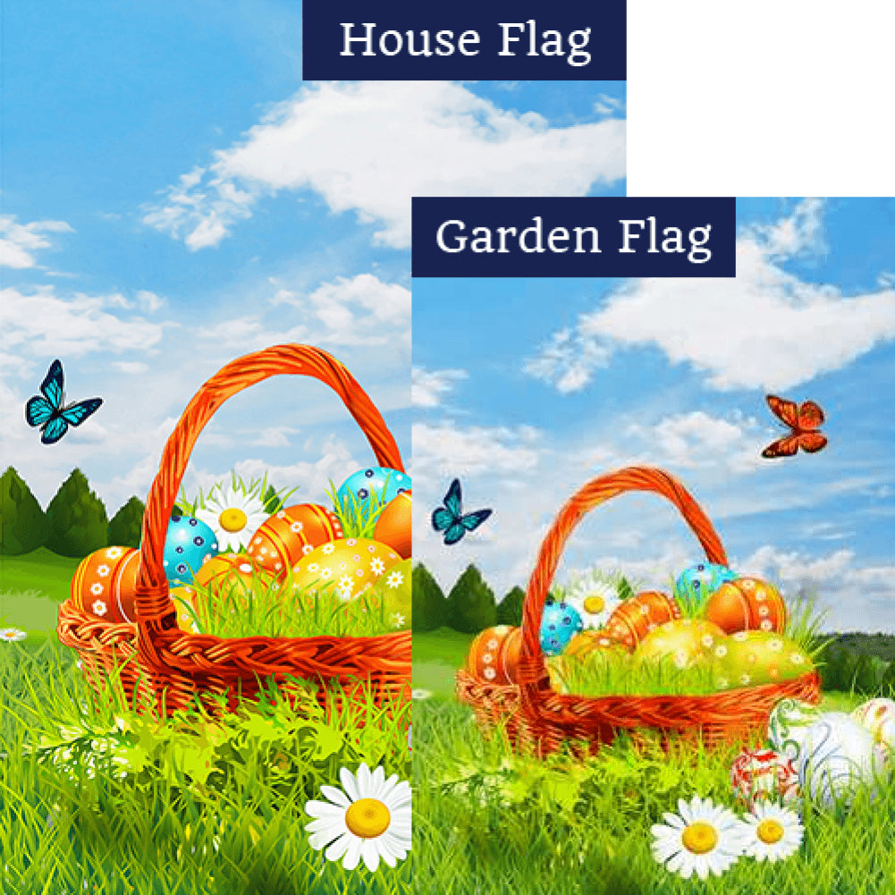 Easter Eggs Basket Double Sided Flags Set (2 Pieces)