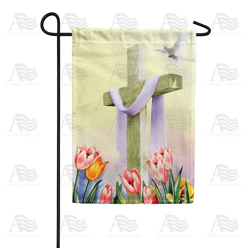 Cross And Tulips Double Sided Garden Flag