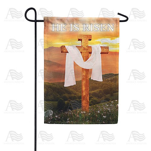 He Is Risen Easter Cross Double Sided Garden Flag