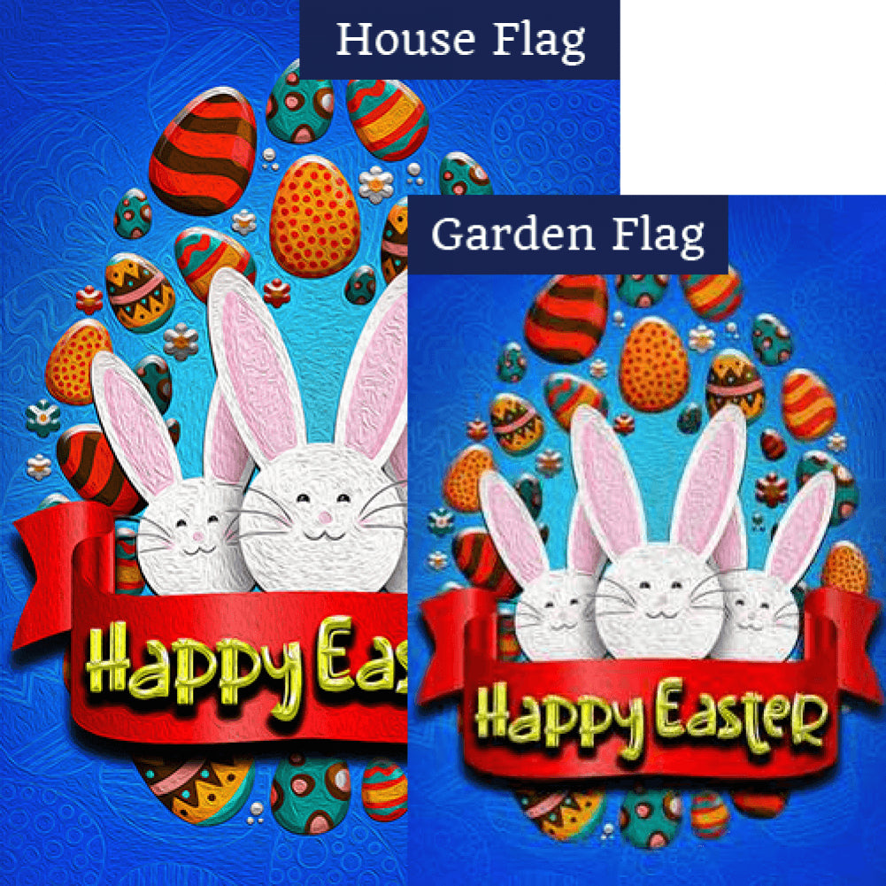 Easter Bunny Trio Double Sided Flags Set (2 Pieces)
