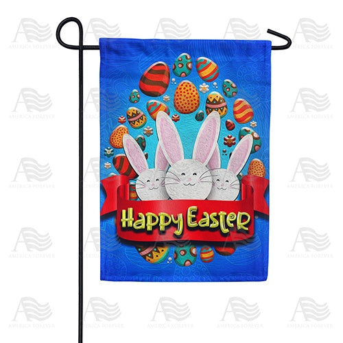 Easter Bunny Trio Double Sided Garden Flag