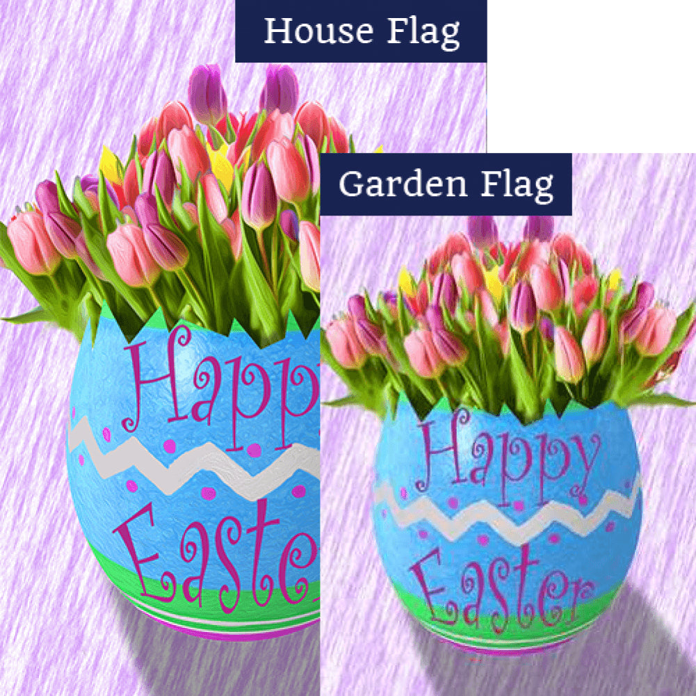 Tulips In Easter Egg Double Sided Flags Set (2 Pieces)