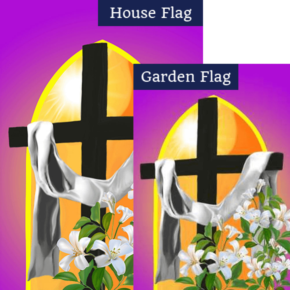 America Forever Cross And Lilies Double Sided Flags Set (2 Pieces)