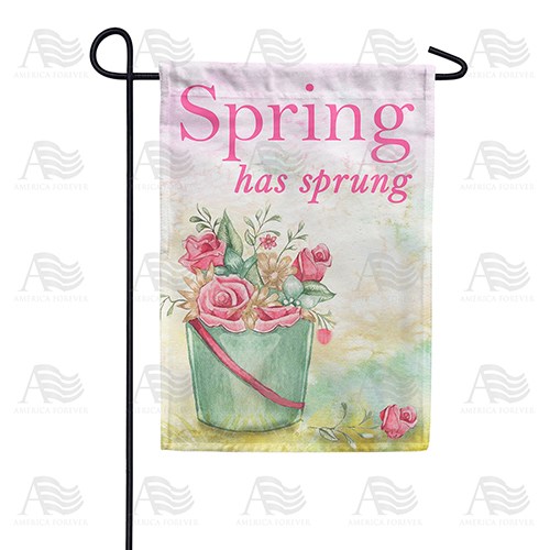 Pail Of Pink Roses Double Sided Garden Flag