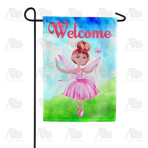 Pink Fairy Welcome Double Sided Garden Flag