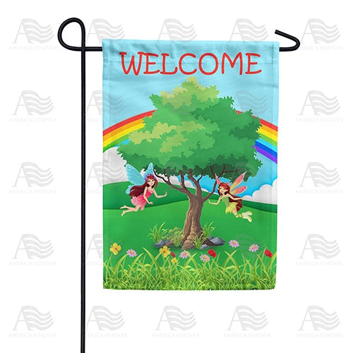 Rainbow Fairies Double Sided Garden Flag