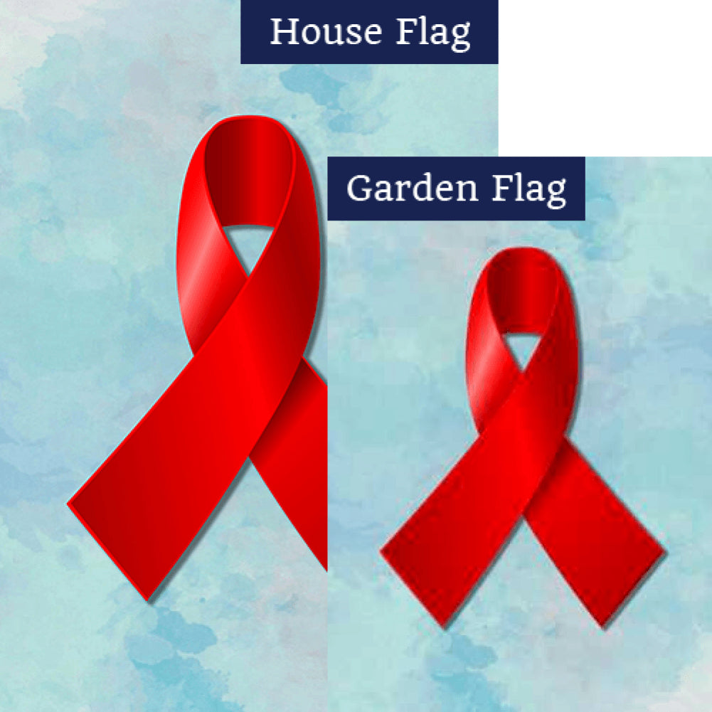 Red Ribbon Double Sided Flags Set (2 Pieces)