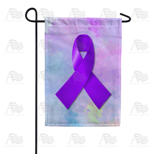 Purple Ribbon Double Sided Garden Flag
