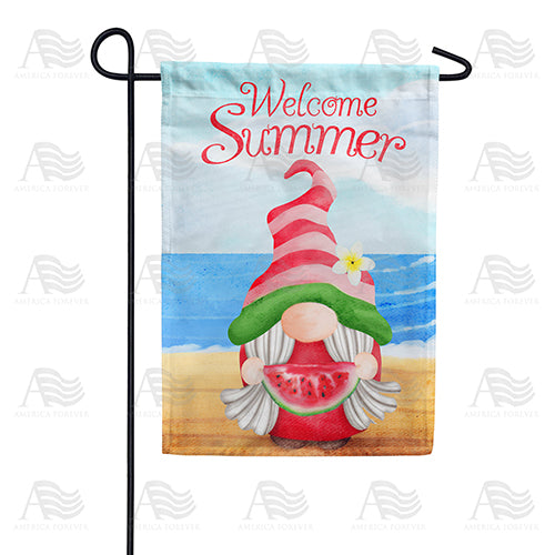 Gnome At Seashore Double Sided Garden Flag