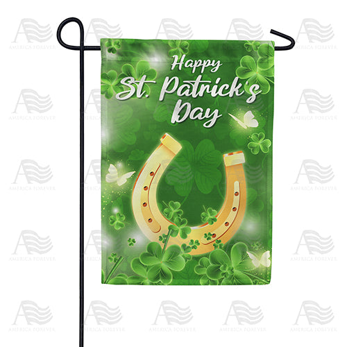 Lucky Golden Horseshoe Double Sided Garden Flag