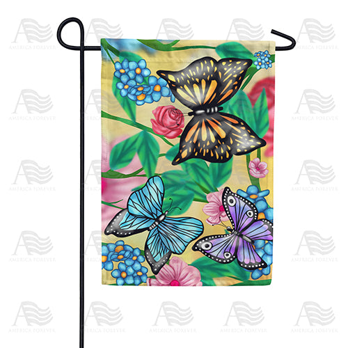 Iridescent Butterflies Double Sided Garden Flag