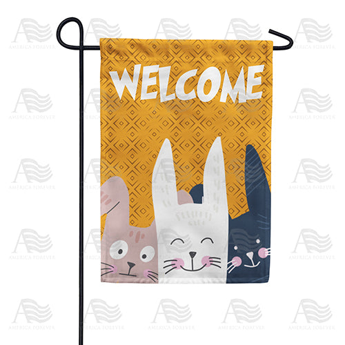 Happy Bunnies Welcome Double Sided Garden Flag