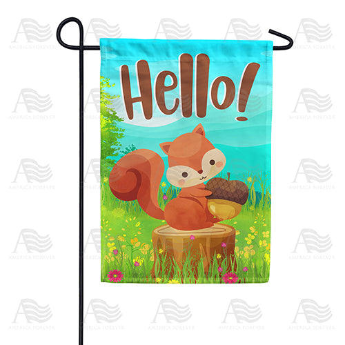 Squirrelly Hello Double Sided Garden Flag