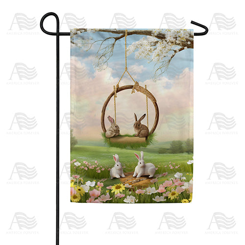 Bunny Swing Double Sided Garden Flag