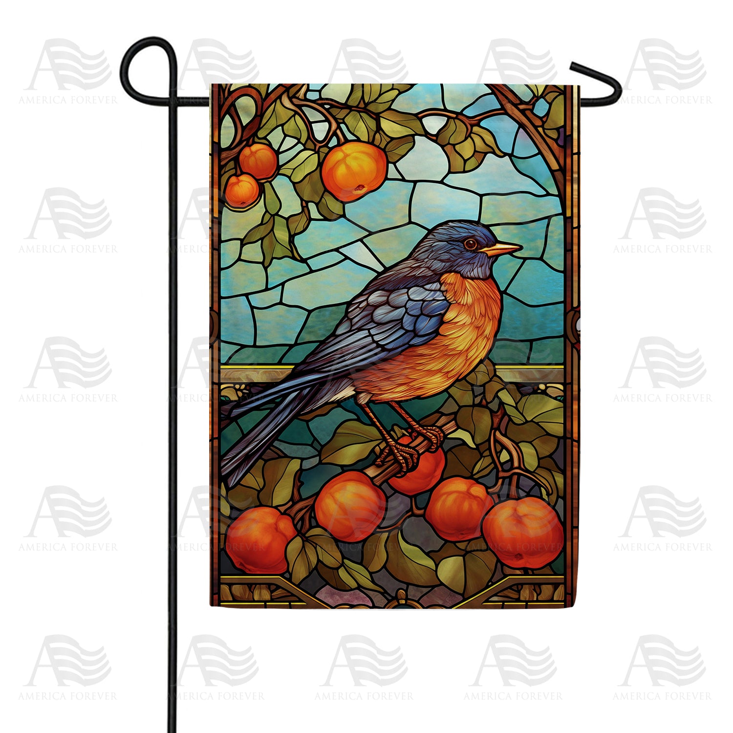 Bluebird Stained Glass Double Sided Garden Flag