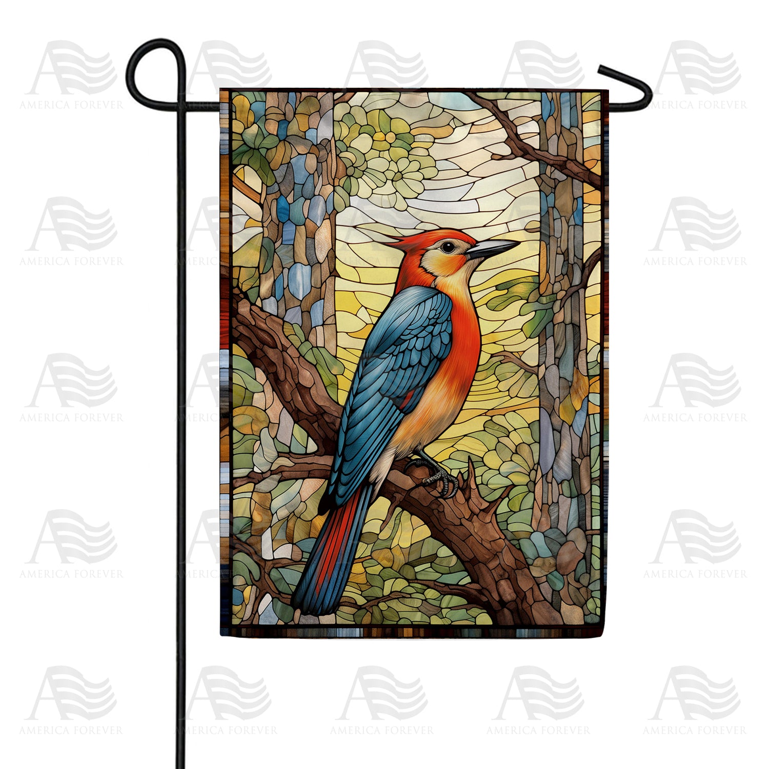 Brightly Colored Woodpecker Double Sided Garden Flag