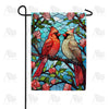 Colored Glass Cardinals Double Sided Garden Flag