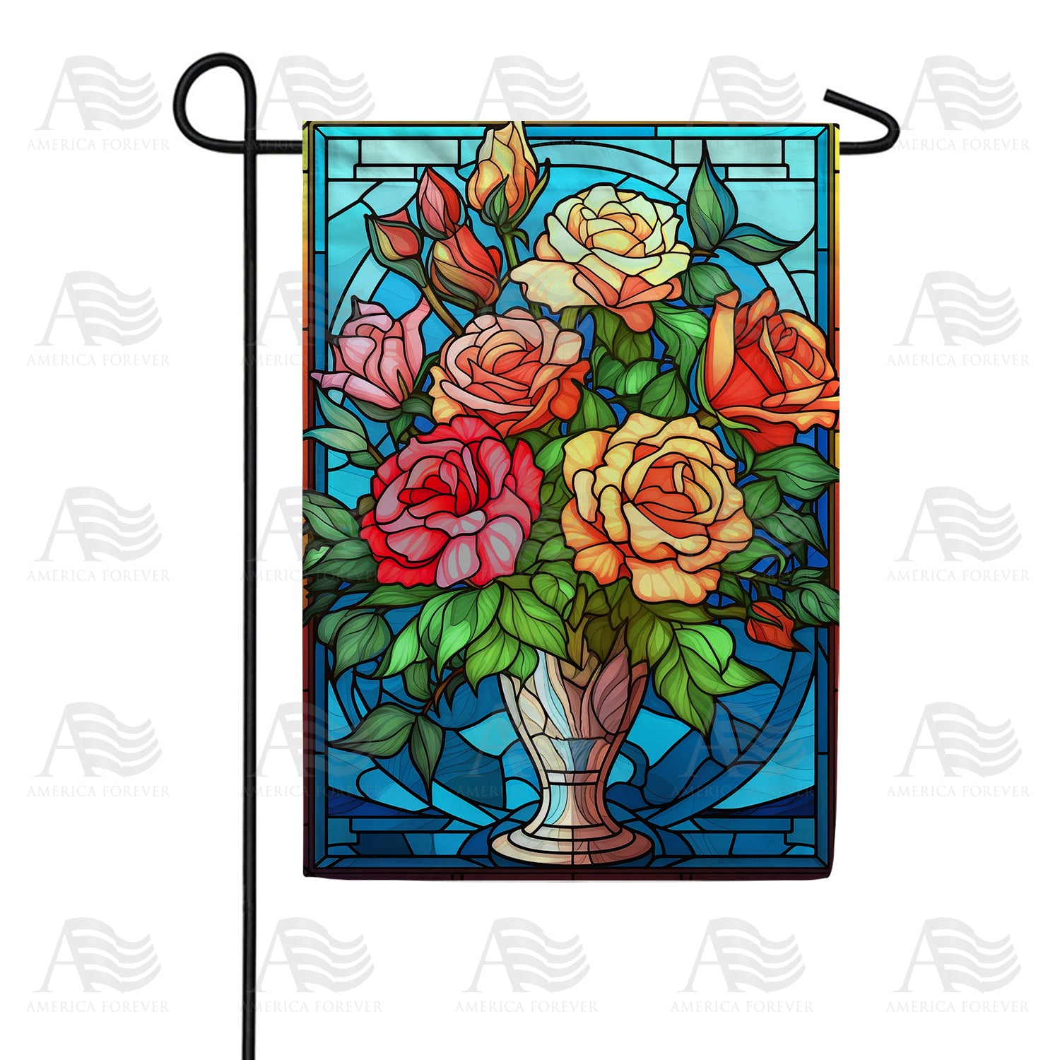 Vibrant Flower Vase Double Sided Garden Flag