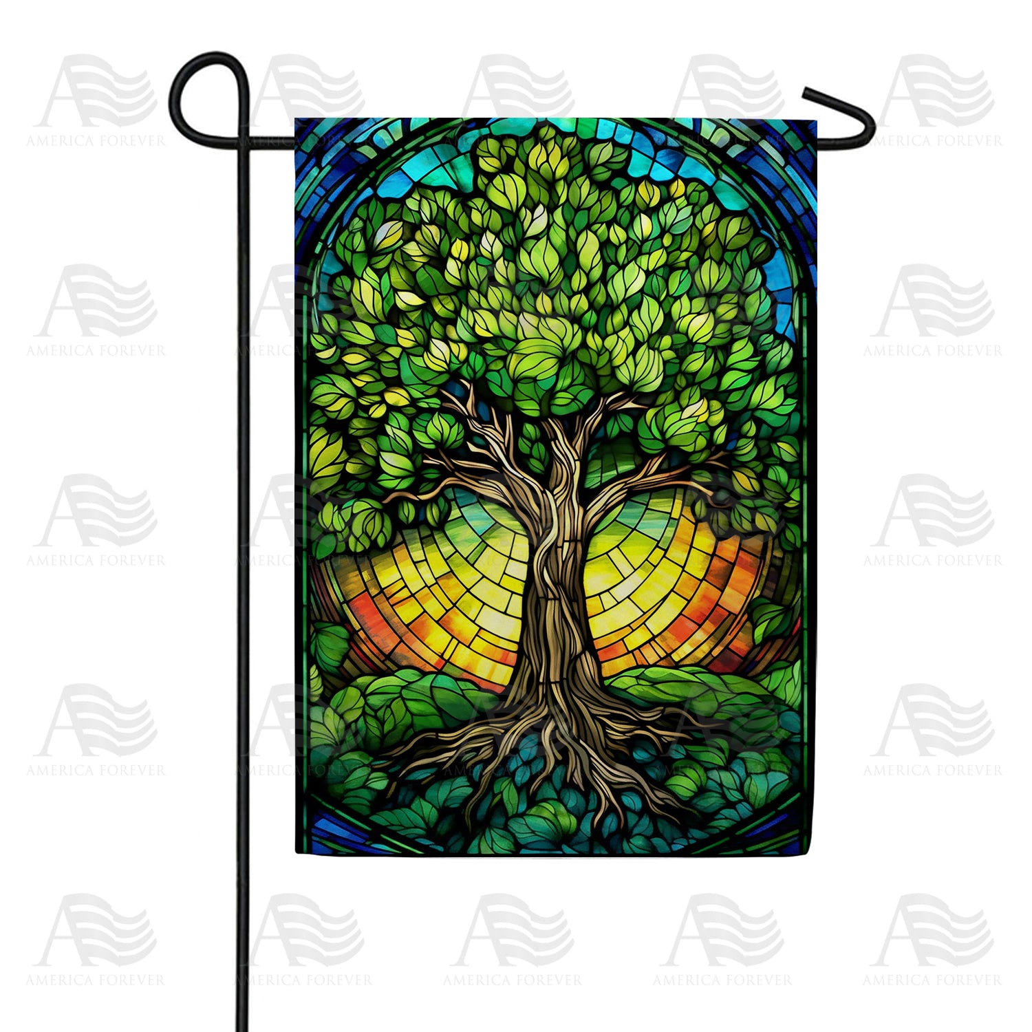 Tree Of Life Stained Glass Double Sided Garden Flag