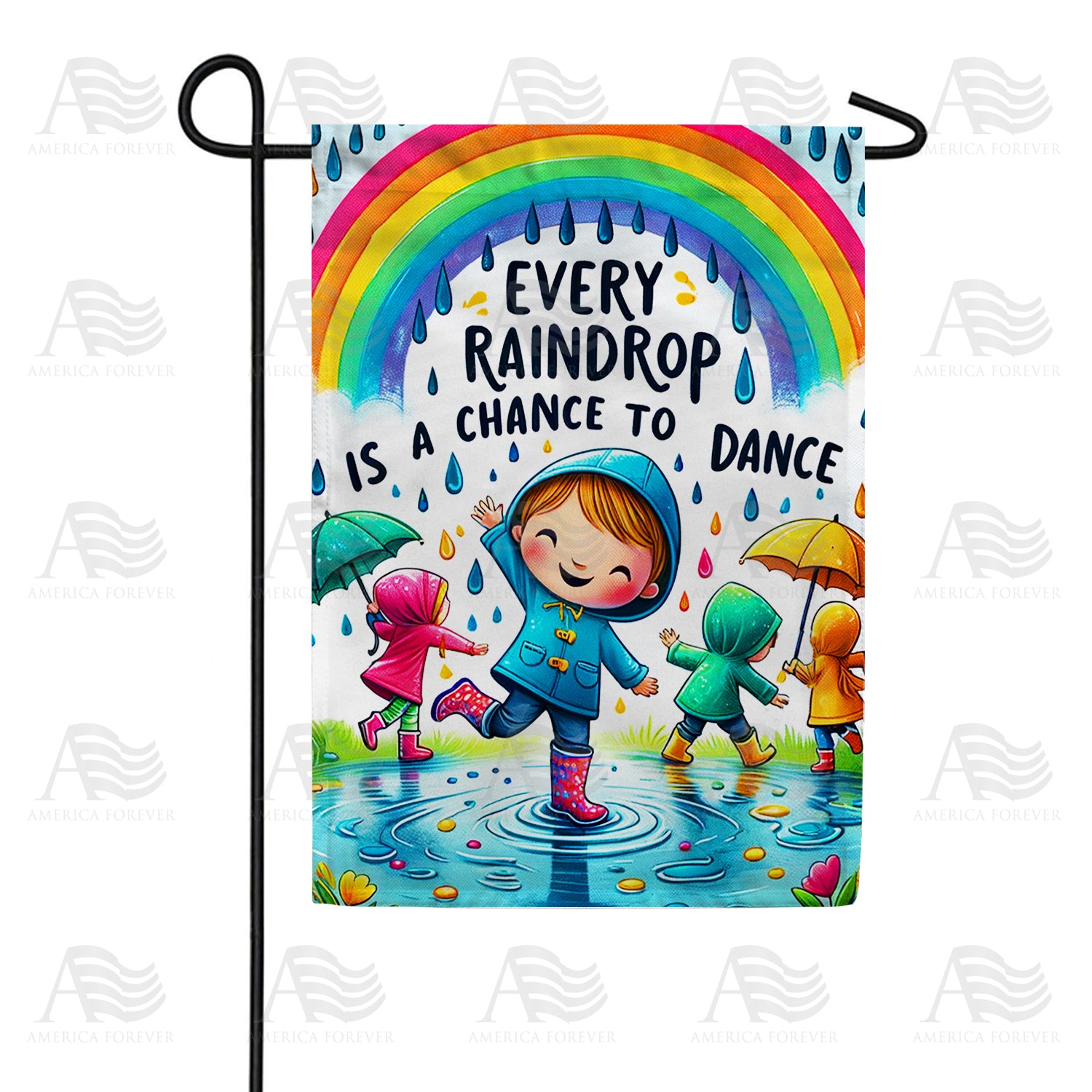 Joyful Raindrops Double Sided Garden Flag