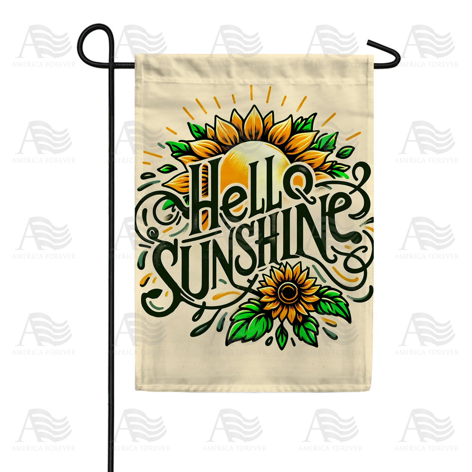 Radiant Sunflower Greetings Double Sided Garden Flag