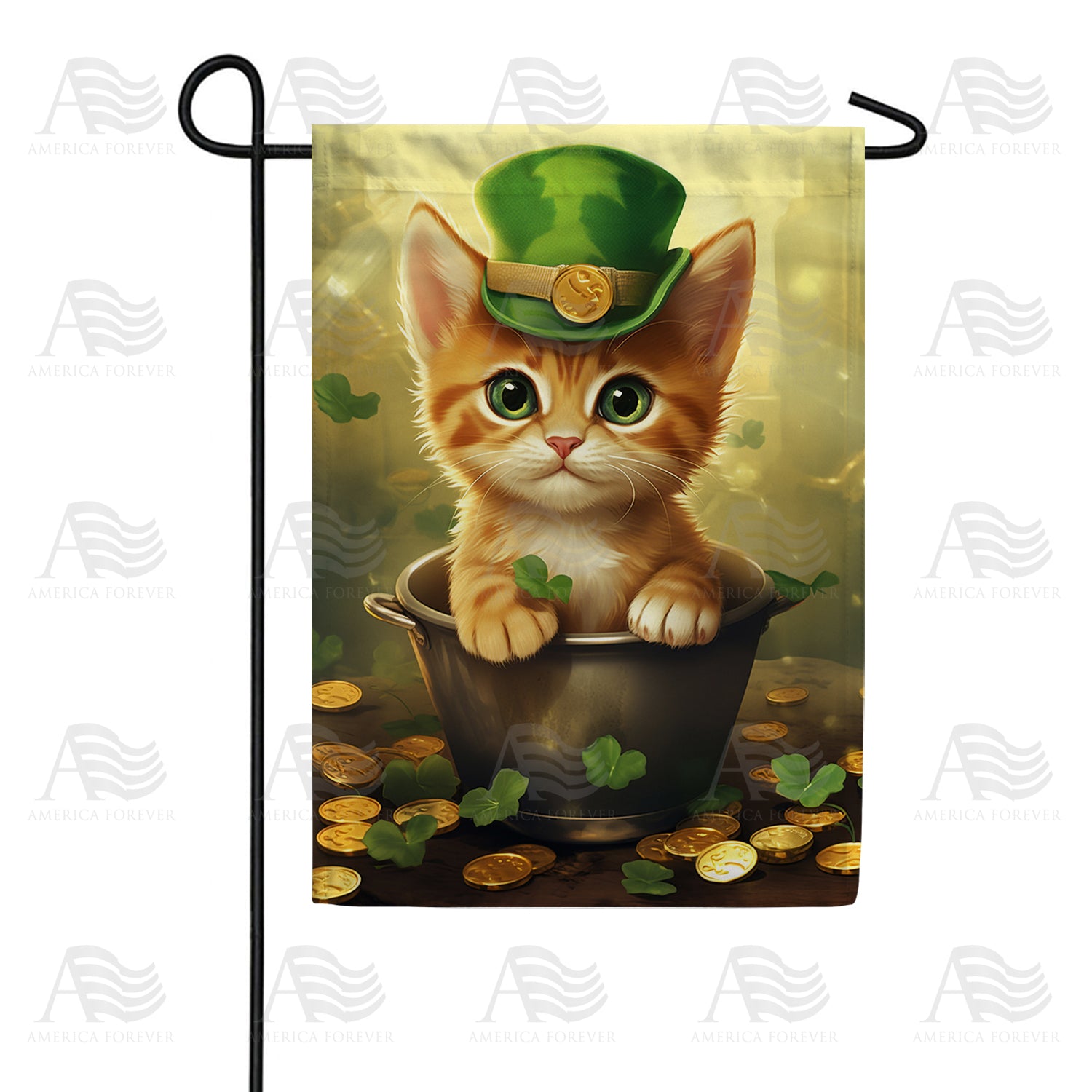 Lucky Charm Feline Fortune Double Sided Garden Flag